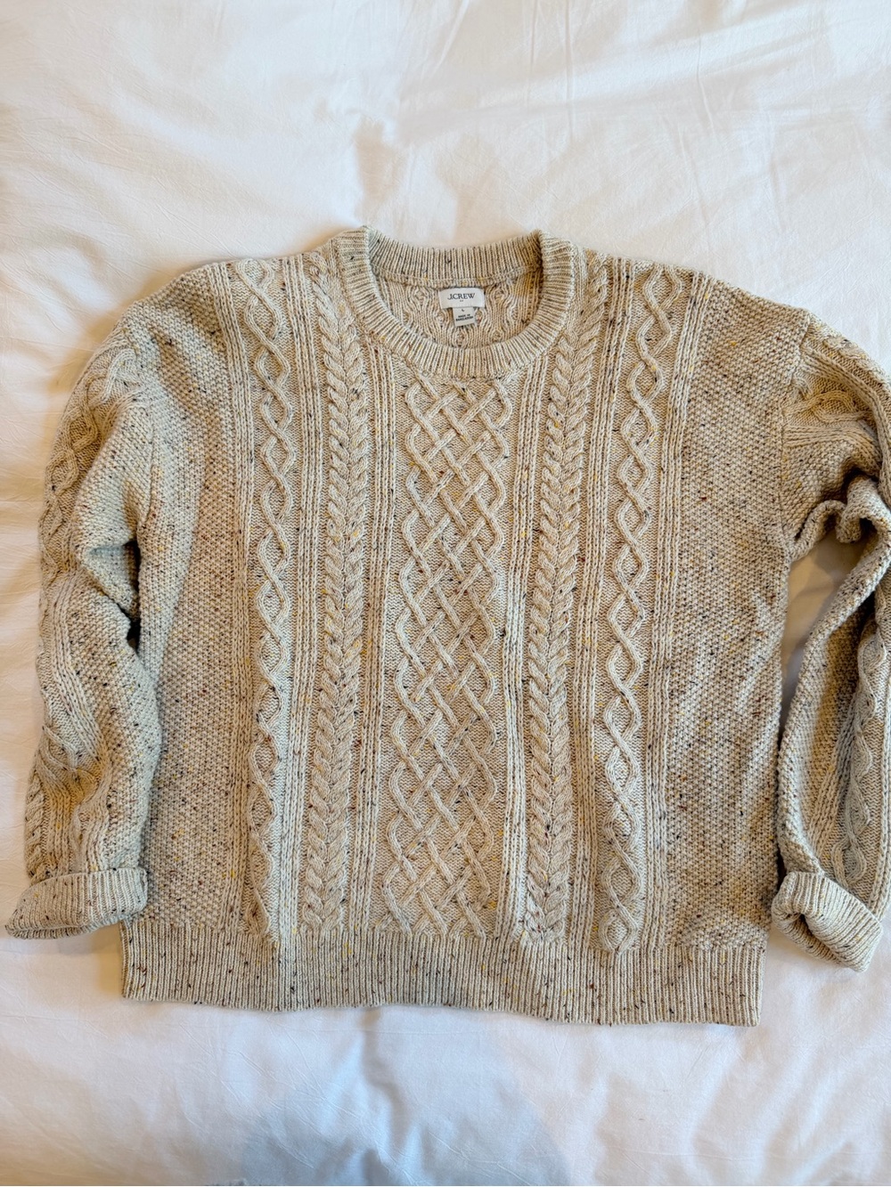 J. Crew Women’s Cable Knit Crewneck Sweater in Oatmeal